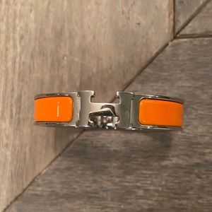 100%AUTH Hermes Clic Clac H Bracelet Orange PM PHW
